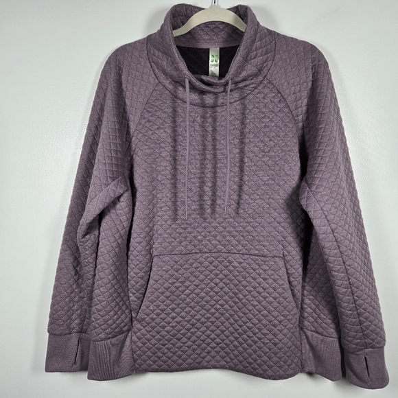 GreenTea Lavender Purple Quilted High Neck Pullover Sweatshirt Size XL - Picture 1 of 13